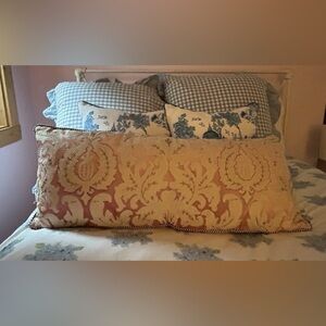 Exquisite MacKenzie Childs Extra Large Beaded Lumbar Pillow In Pink Nectar EUC